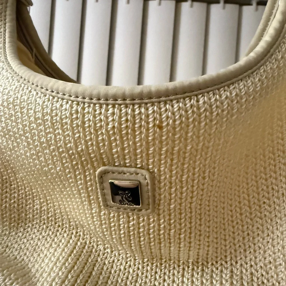 Y2K Cream Woven Hobo Bag Neutral Shoulder Purse